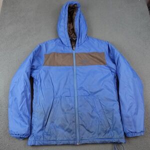 Flylow Jacket Mens Medium Blue Brown Insulated Hooded Colorblock Ski Snow Coat